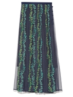 エンブロイダリーチュールロングスカート/NVY