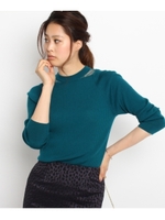 【洗える】ネック切り替えニットトップス/ダークグレー(013)