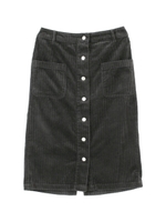 フロント釦コーデュロイタイトスカート/ブラック