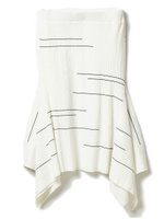 ラインボーダーリブアシメヘムスカート/ホワイト