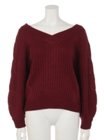 【Latina】2WAYケーブル編ニットトップス/ワイン(026)