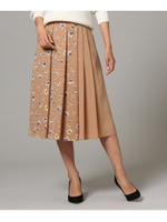 【洗える】フラワー配色フレアスカート/ピンク(172)