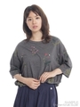 ガーデンフラワー総刺繍Tシャツ/ネイビー