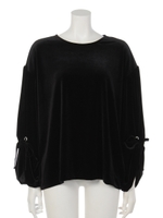 ベロアバルーンスリーブトップス/GREEN