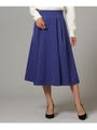[L]【洗える】ツイルミディフレアスカート/ブルー(092)