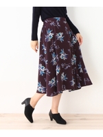 【WEB限定サイズ】モダンフラワーミモレスカート/ネイビー(193)
