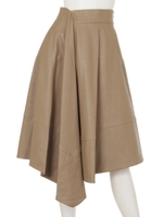 【Marie Hill】イレギュラーヘム合皮フレアスカート/ベージュ