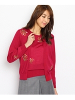 【WEB限定カラーあり】花柄刺繍ツインニット/ラズベリーピンク(073)