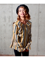 【chille anap】マルチストライプビック衿トップス/MUS