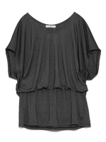 【emmi yoga】ウエストブラウジングトップ/BLK