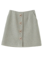 【スカート】ビジュー付き台形スカート/ピンク