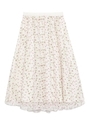 お花刺繍ミディースカート/OWHT