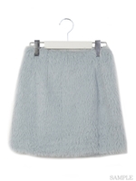 カーリーヘアファーミニスカート/ブルー