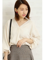 タックプリーツボリュームスリーブブラウス/ピンク(090)