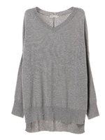 バンザイスリーブニットプルオーバー/杢ライトグレー