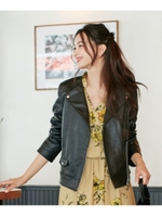 フェイクレザーライダースジャケット/ベージュ(052)