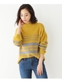 フェザーボーダーハイネックニット/マスタード(333)