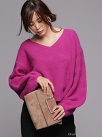 ボリューム袖フォックスプルオーバー/パープル