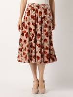 花柄ベロアミディースカート/ベージュ