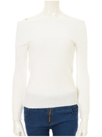 オフショルリブニット/ベージュ