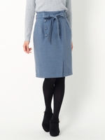 ダブルボタンタイトスカート/マスタード