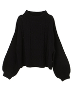 モールケーブルニットプルオーバー/ブラック