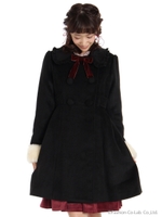 ふわもこリボンコート/ブラック