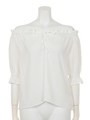 SリボンオフショルシフォンTOP/WHT