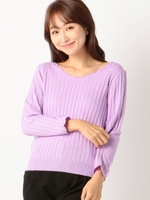 洗えるスカラップVニット/ラベンダー