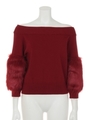 Faux Fur SLV Knit TOP/WHT