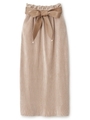Iラインベロアプリーツロングスカート/ベージュ