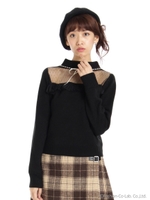 チュール切り替えはしごレースプルオーバー/ブラック