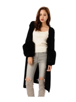 袖ファー付きニットロングカーディガン/WHITE