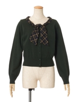 【an another angelus】チェックスカーフニットカーディガン/BROWN