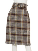 ハイウエストチェックタイトSK/マスタード