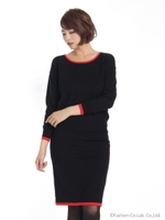 バイカラーニットアップ/ブラック