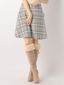 ミルキーレースアップチェックスカート/ライトグレー