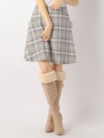ミルキーレースアップチェックスカート/ライトグレー