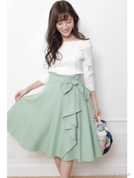 ラッフルフレアカラースカート/ローズピンク