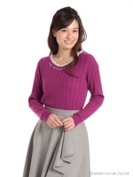 VレースニットPO/グレー