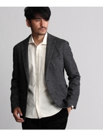 [TALL&LARGEサイズ]メランジ千鳥ジャージジャケット/ブラック(019)