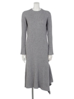 アシンメトリー切替えリブニットOP/T.GRY