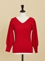 カラーボリュームスリーブニット/赤