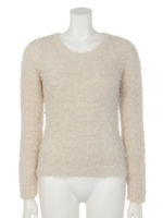 テープフェザーラメニットプルオーバー/ベージュ