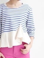 ボーダーぺプラムトップス/BL