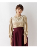 ボリューム袖ベロアプルオーバー/ベージュ(052)