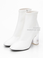 【R&E】クリアヒールショートブーツ/ホワイト