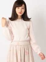 ドットチュールハイネックニット/ベビーピンク