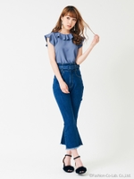 ヘムフレアパンツ/ネイビー