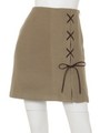 レースアップ台形スカート/カーキ